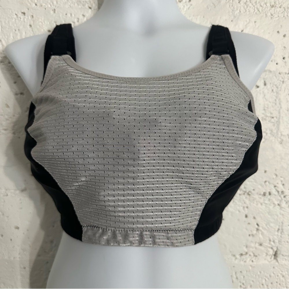Glamorise Custom Control Sports Bra 34H Gray Black Wireless Workout Gym BH6 - Picture 2 of 6